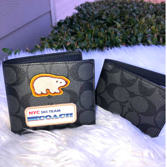 New 🎀 Coach 3 In 1 Wallet In Signature Canvas With Ski Patches - Picture 4 of 10